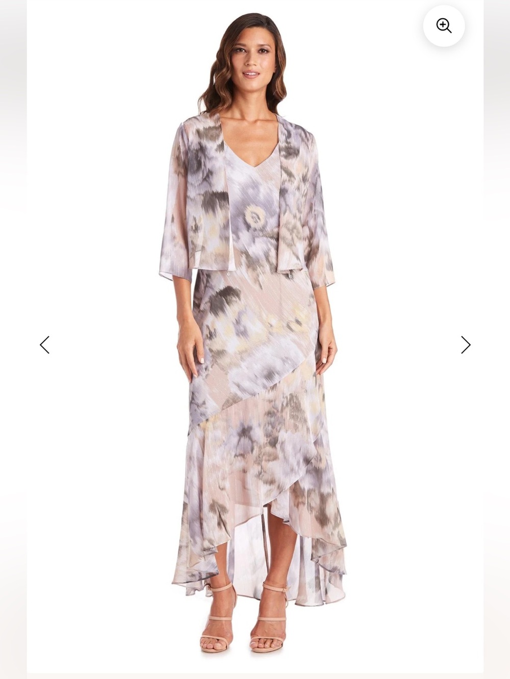 R&M Richards Chiffon Dress High Low Ruffle Skirt 18 Wedding Fairy Ethereal Flowy